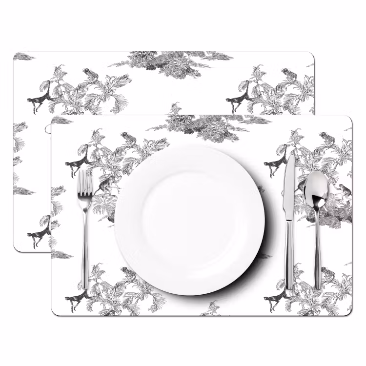 Placemat - 6 stuks - Aap - Oerwoud - Grijs — 2