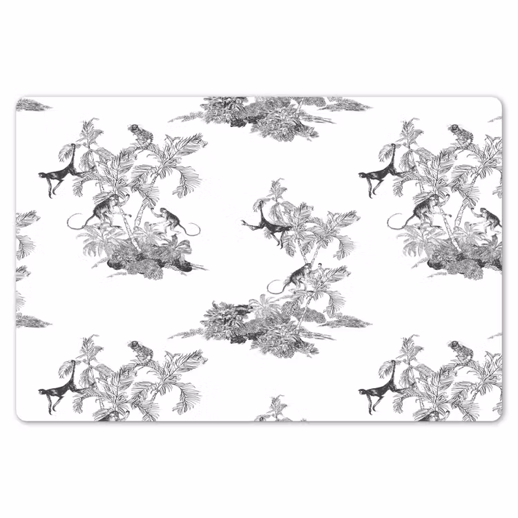 Placemat - 6 stuks - Aap - Oerwoud - Grijs — 7