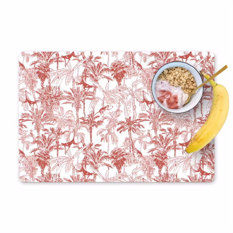 Placemat - 6 stuks - Aap - Oerwoud - Rood — 1