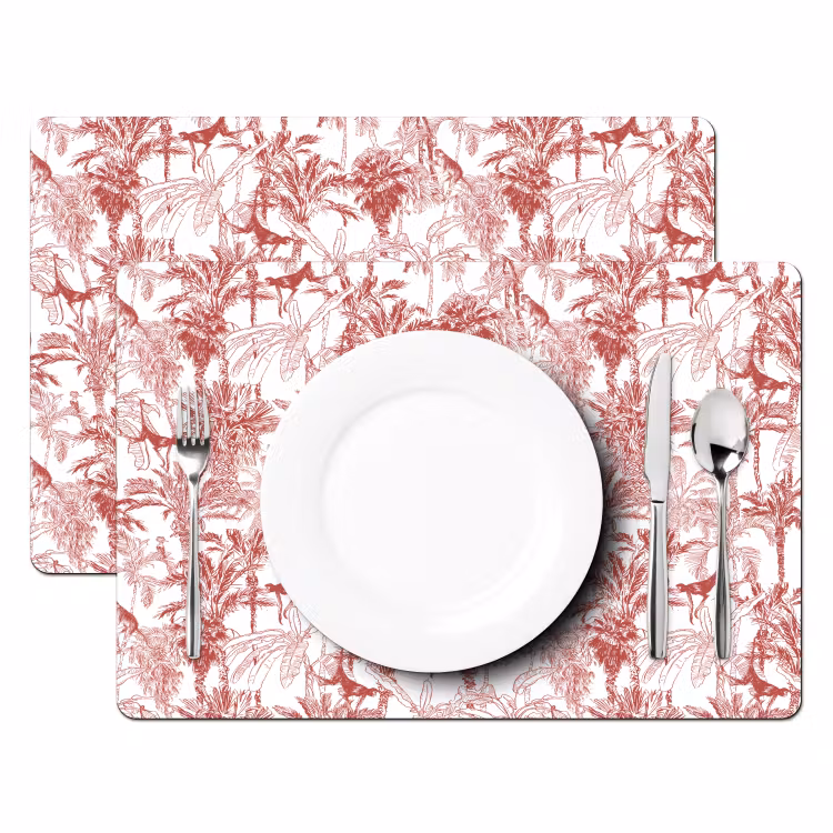 Placemat - 6 stuks - Aap - Oerwoud - Rood — 2
