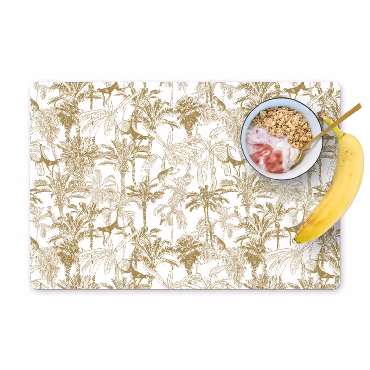 Placemat - 6 stuks - Apen - Jungle - Abstract - Beige — 1