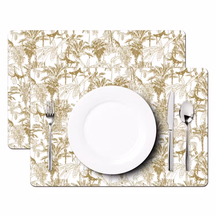 Placemat - 6 stuks - Apen - Jungle - Abstract - Beige — 2