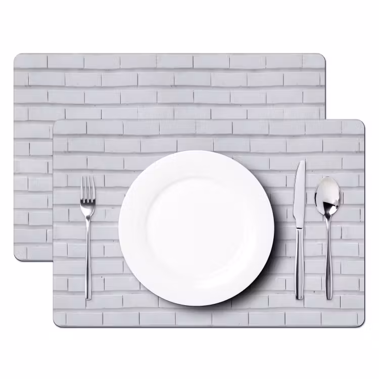 Placemat - 6 stuks - Bakstenen - Geverfd - Wit - Minimalistisch — 2