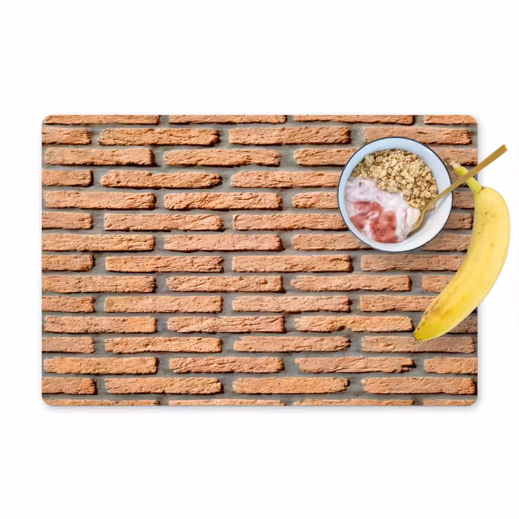 Placemat - 6 stuks - Bakstenen - Rechthoekig - Rood - Muur — 1