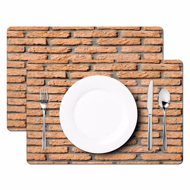 Placemat - 6 stuks - Bakstenen - Rechthoekig - Rood - Muur — 2