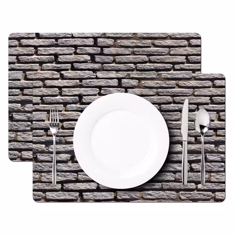 Placemat - 6 stuks - Bestraat - Robuust - Muur - Stenen — 2