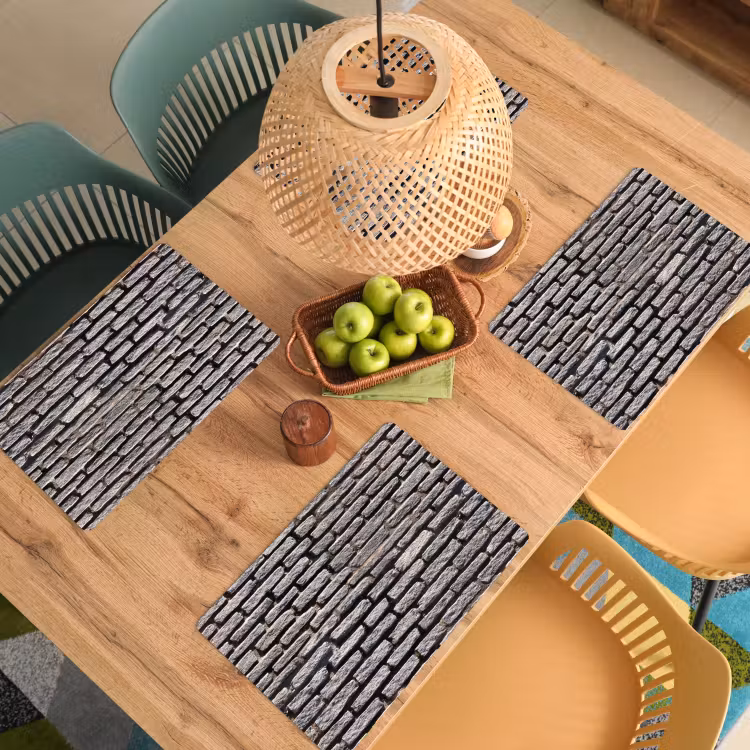 Placemat - 6 stuks - Bestraat - Robuust - Muur - Stenen — 6