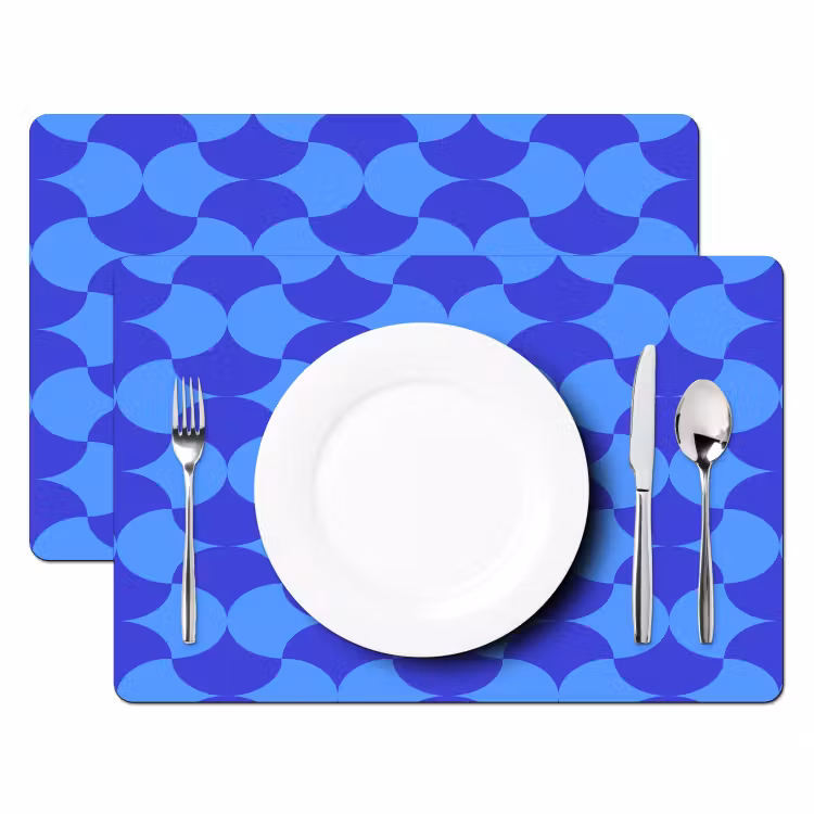 Placemat - 6 stuks - Blauw - Maanvlakken - Patroon — 2