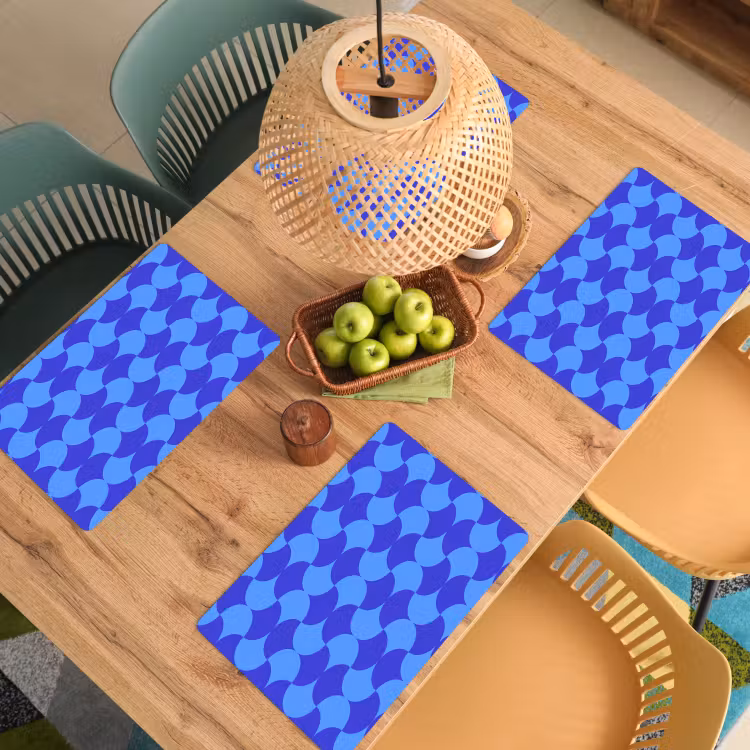 Placemat - 6 stuks - Blauw - Maanvlakken - Patroon — 6