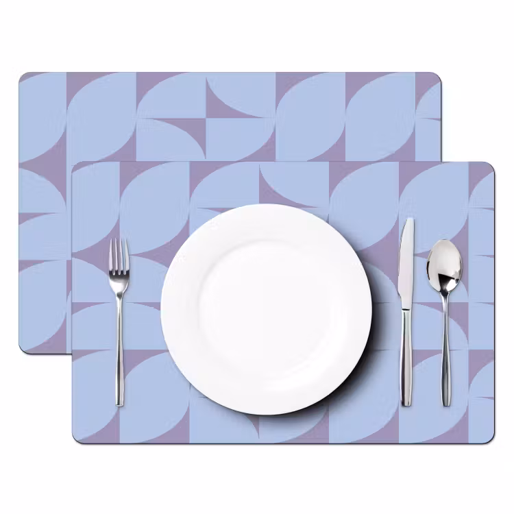Placemat - 6 stuks - Blokken - Blauw - Paars - Patroon — 2