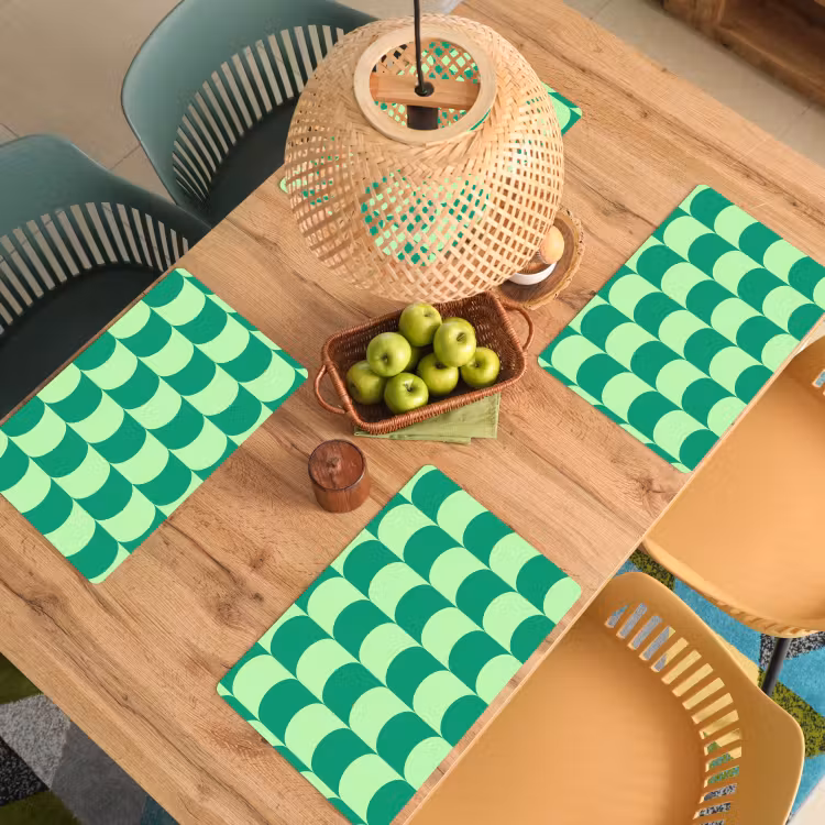 Placemat - 6 stuks - Bogen - Groen - Gestapeld — 6
