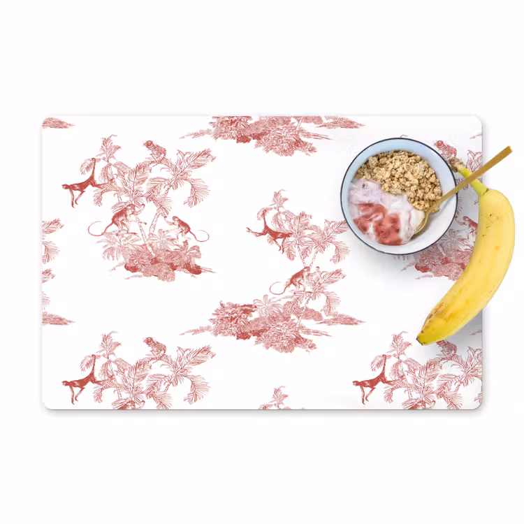Placemat - 6 stuks - Chimpansee - Beplanting - Rood — 1