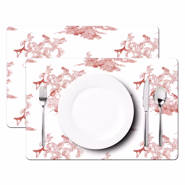 Placemat - 6 stuks - Chimpansee - Beplanting - Rood — 2
