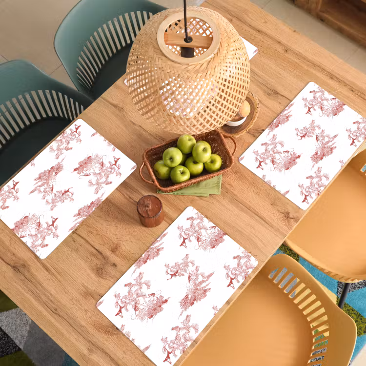 Placemat - 6 stuks - Chimpansee - Beplanting - Rood — 6