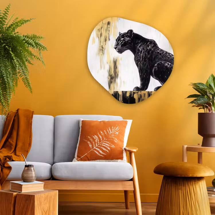 Organisch schilderij - Glas - Panter - Zwart - Abstract - Goud — 3