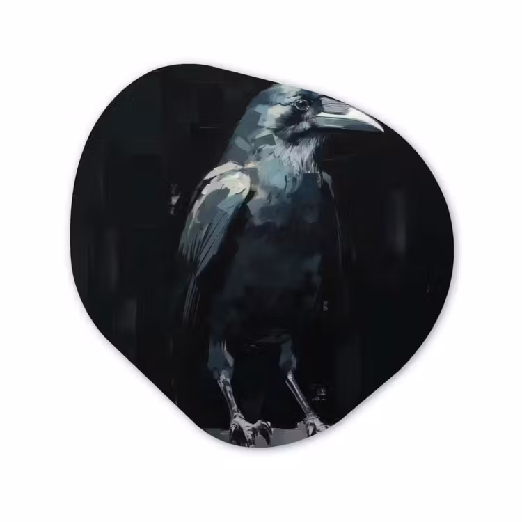 Organisch schilderij - Glas - Raaf - Vogels - Zwart — 1