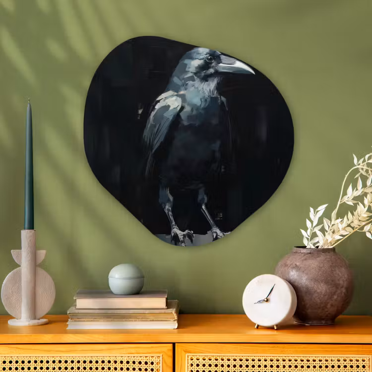 Organisch schilderij - Glas - Raaf - Vogels - Zwart — 2