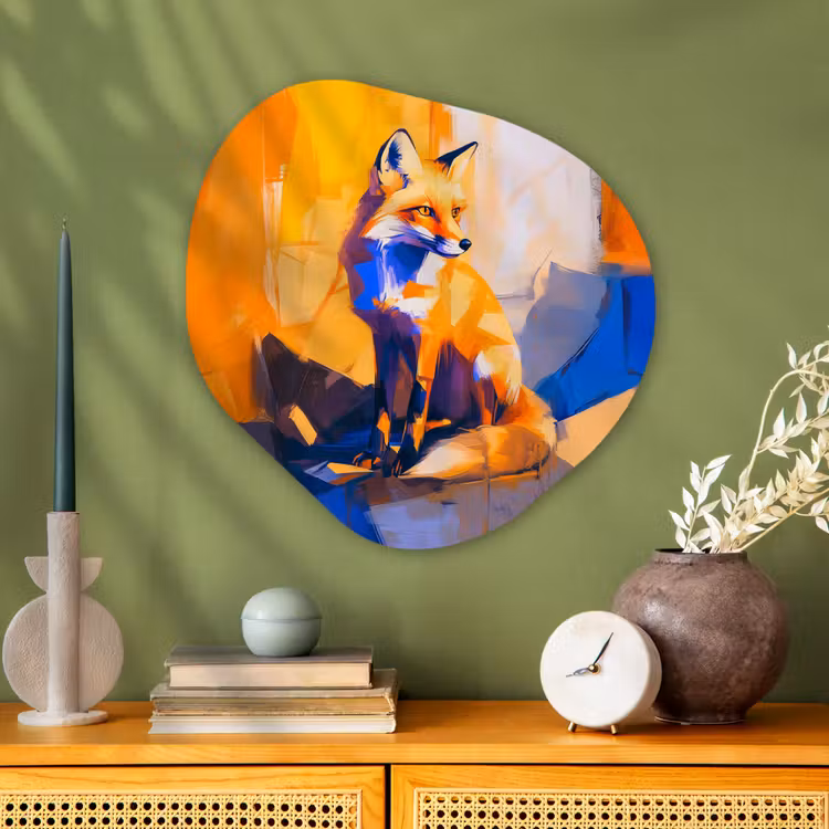 Organisch schilderij - Glas - Vos - Oranje - Vormen - Abstract — 2