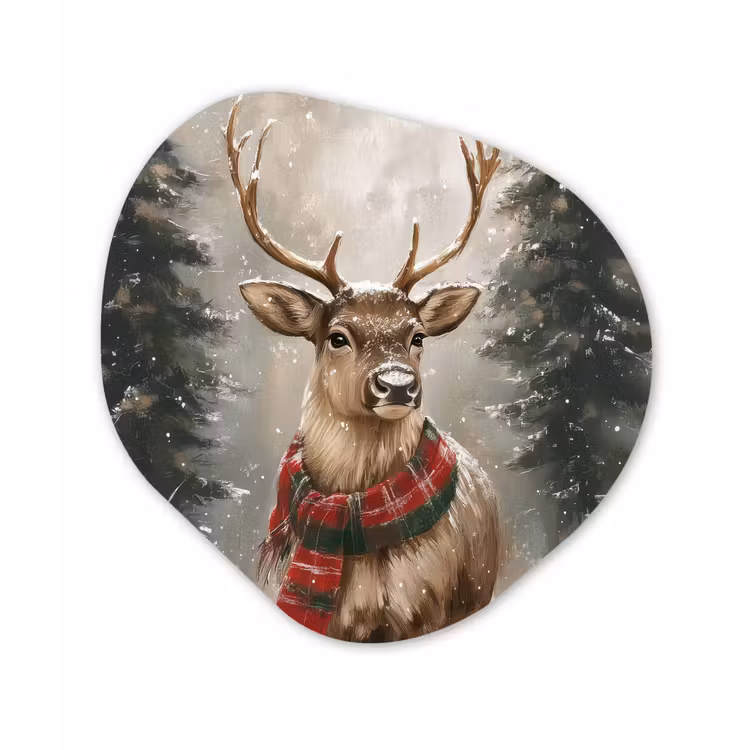 Organisch schilderij - Forex - Winter - Bos - Rendier - Donker — 1