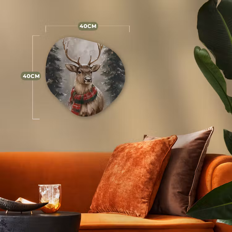 Organisch schilderij - Forex - Winter - Bos - Rendier - Donker — 4