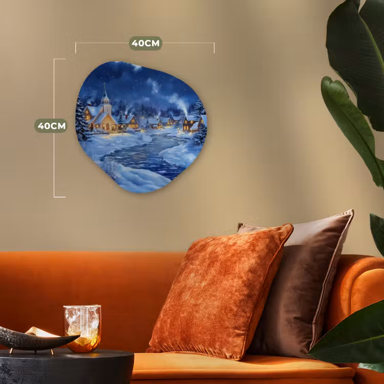 Organisch schilderij - Forex - Winteravond - Kerstdorp - Donker — 4