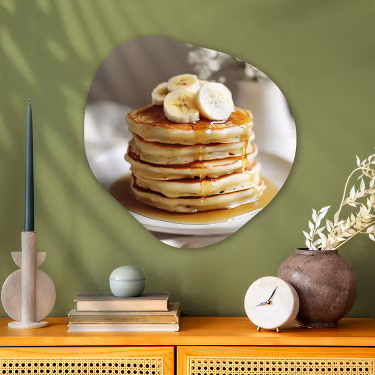 Organisch schilderij - Glas - Pannenkoeken - Banaan - Siroop - Wit - Beige — 2