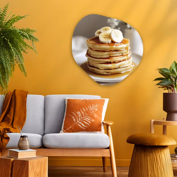 Organisch schilderij - Glas - Pannenkoeken - Banaan - Siroop - Wit - Beige — 3