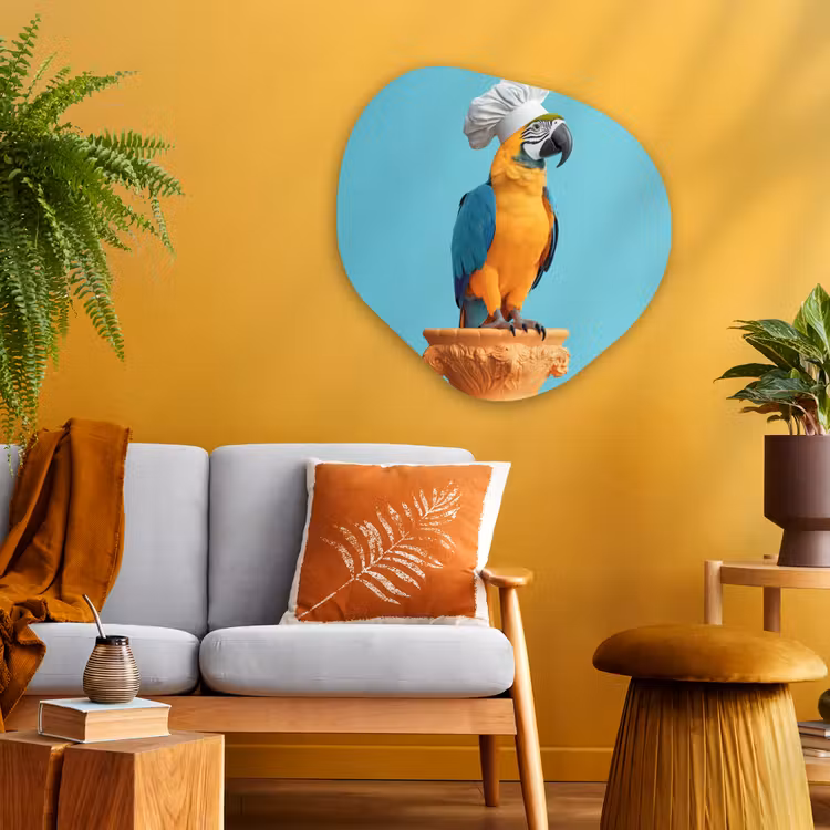 Organisch schilderij - Glas - Papegaai - Koksmuts - Grappig - Vogel — 3