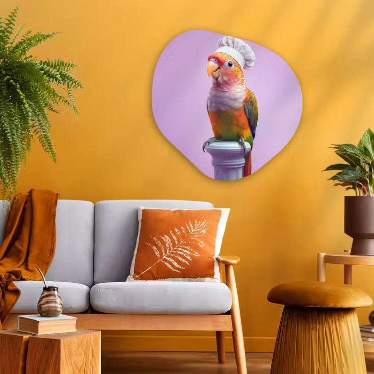 Organisch schilderij - Glas - Papegaai - Koksmuts - Pilaar - Vogel — 3