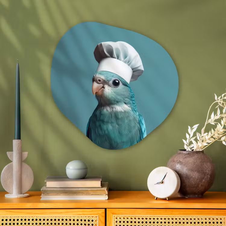 Organisch schilderij - Glas - Parkiet - Vogel - Koksmuts - Cute — 2