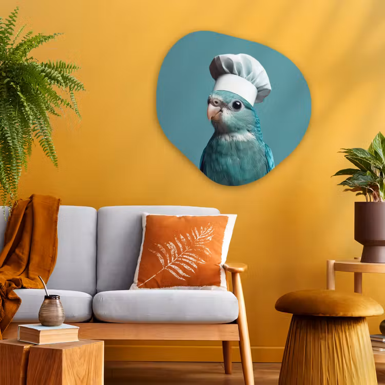 Organisch schilderij - Glas - Parkiet - Vogel - Koksmuts - Cute — 3