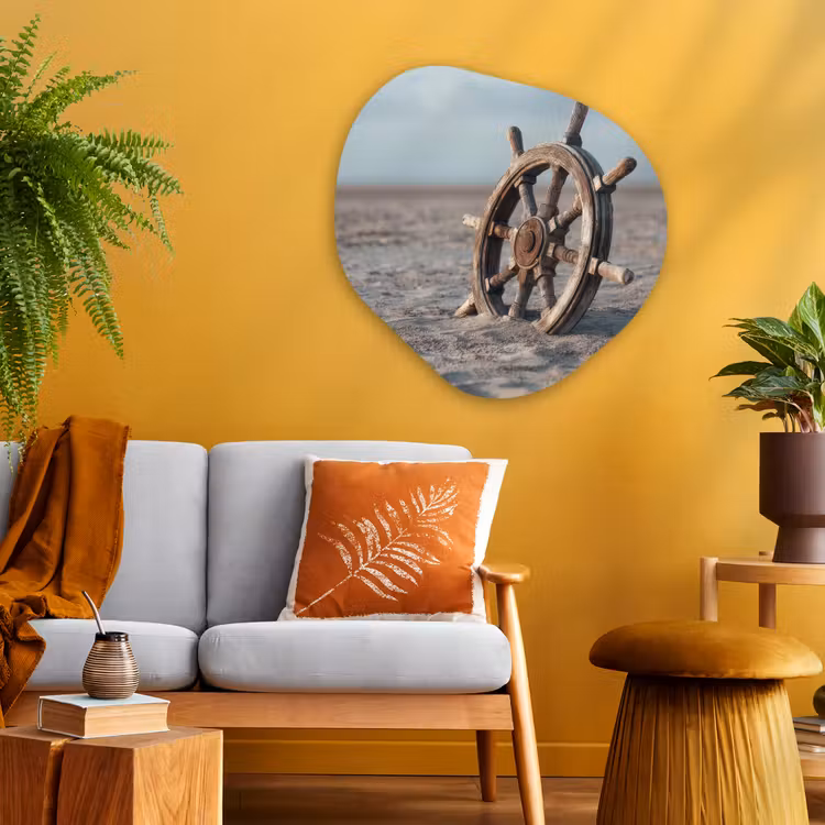 Organisch schilderij - Glas - Scheepsstuur - Hout - Bruin - Zand — 3