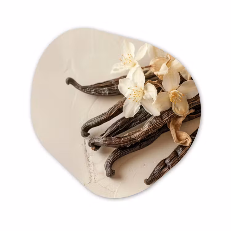 Organisch schilderij - Glas - Vanille - Bloemen - Beige — 1