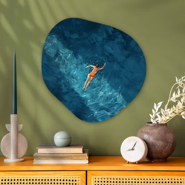 Organisch schilderij - Glas - Vrouw - Water - Bikini - Oranje — 2
