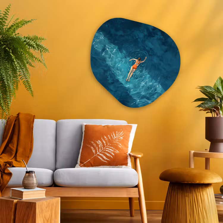 Organisch schilderij - Glas - Vrouw - Water - Bikini - Oranje — 3