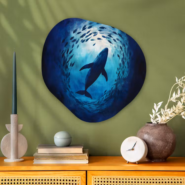 Organisch schilderij - Glas - Walvis - Vissen - Donkerblauw — 2