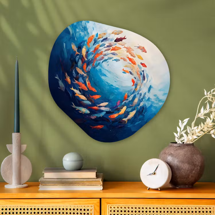 Organisch schilderij - Glas - Zee - Vissen - Kleurrijk - Dynamisch — 2