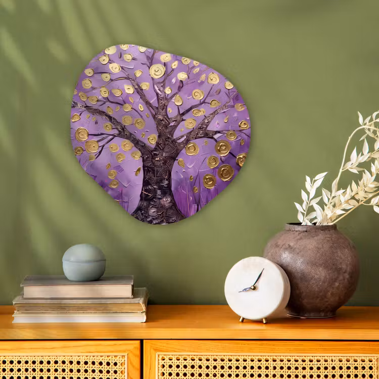 Organisch schilderij - Forex - Levensboom - Boom - Paars - Goud - Modern — 2