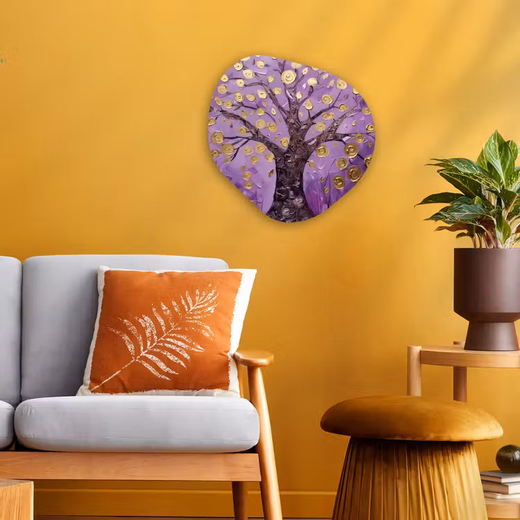 Organisch schilderij - Forex - Levensboom - Boom - Paars - Goud - Modern — 3