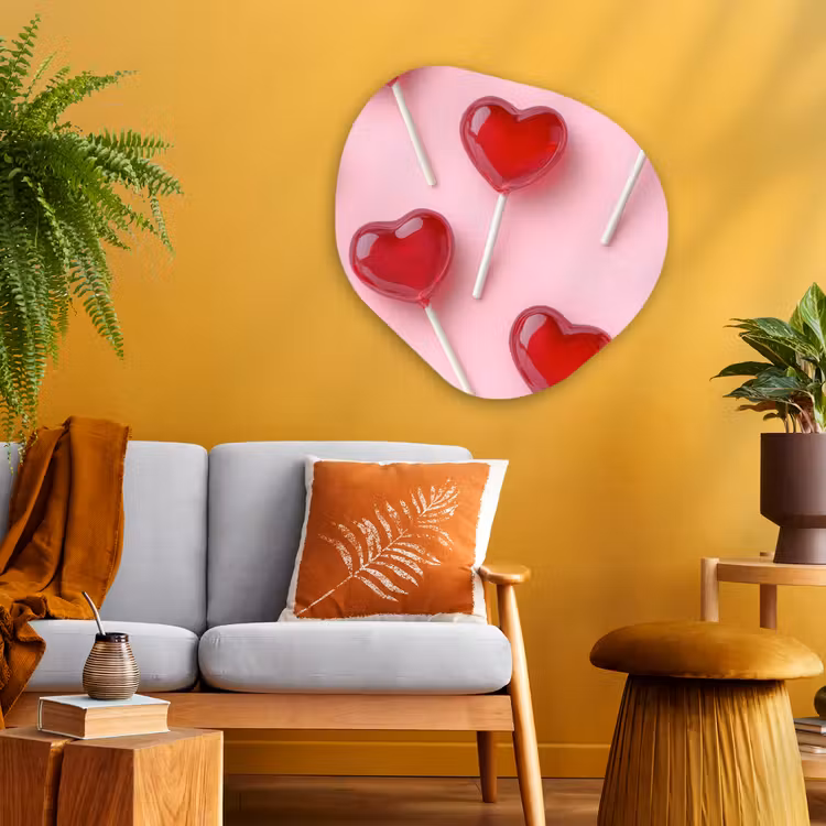 Organisch schilderij - Glas - Lollies - Hartjes - Roze — 3