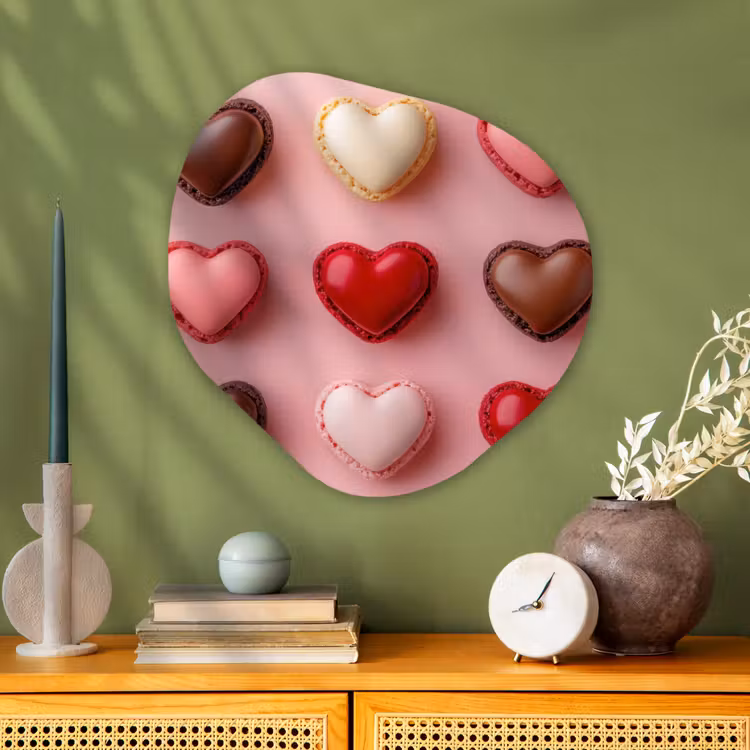 Organisch schilderij - Glas - Macarons - Hartjes - Kleurrijk - Roze — 2
