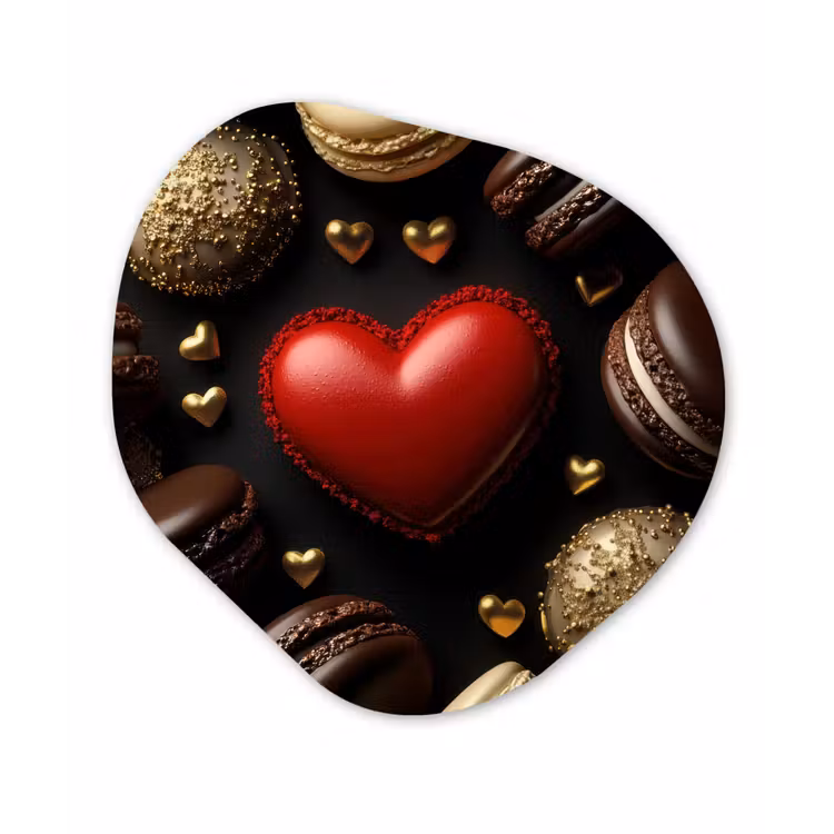Organisch schilderij - Glas - Macarons - Rood - Hart — 1