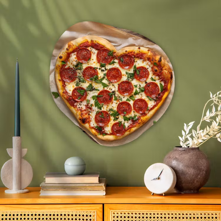 Organisch schilderij - Glas - Pizza - Hart - Pepperoni - Tomaat — 2