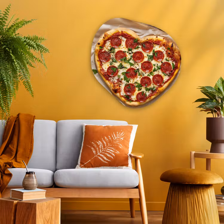 Organisch schilderij - Glas - Pizza - Hart - Pepperoni - Tomaat — 3