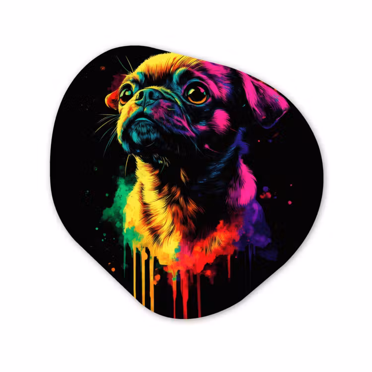 Organisch schilderij - Glas - Puck - Hond - Verf - Kleuren — 1