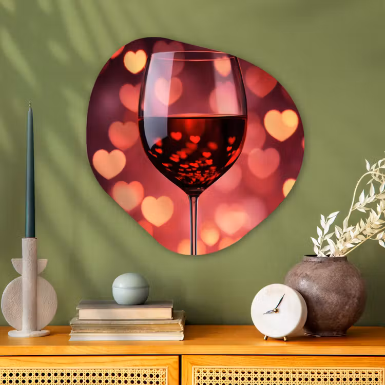Organisch schilderij - Glas - Rood - Wijn - Hartjes — 2