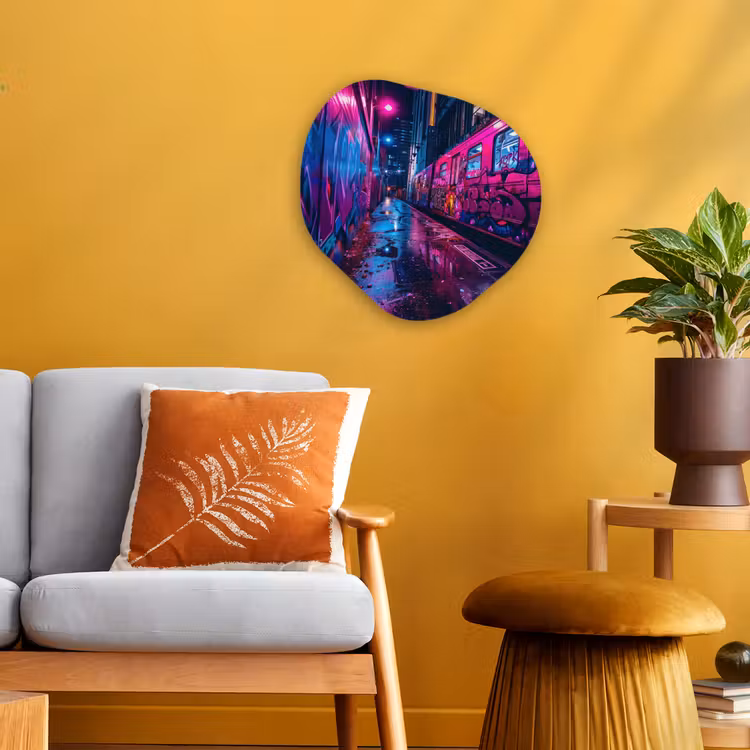 Organisch schilderij - Forex - Stad - Neon - Nacht - Roze - Graffiti — 3