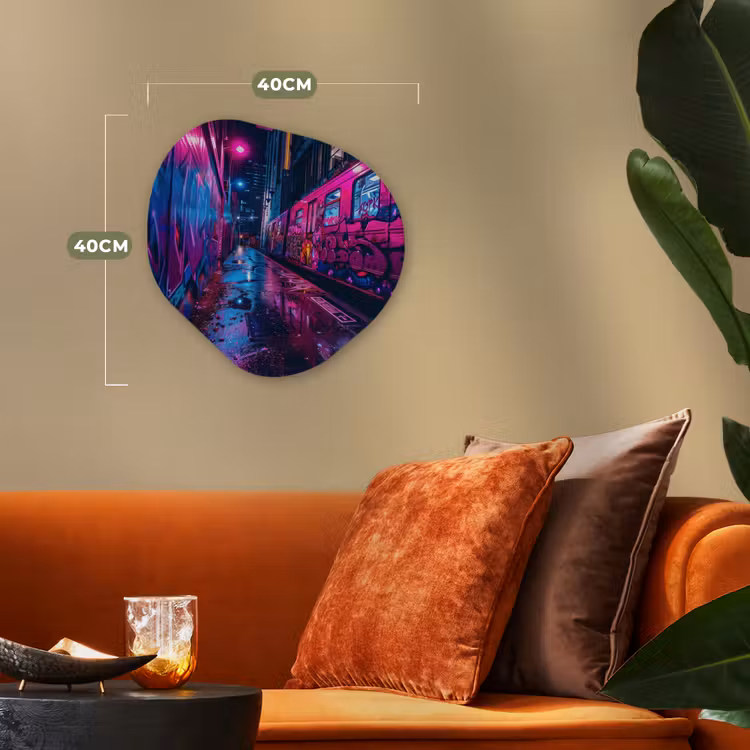 Organisch schilderij - Forex - Stad - Neon - Nacht - Roze - Graffiti — 4