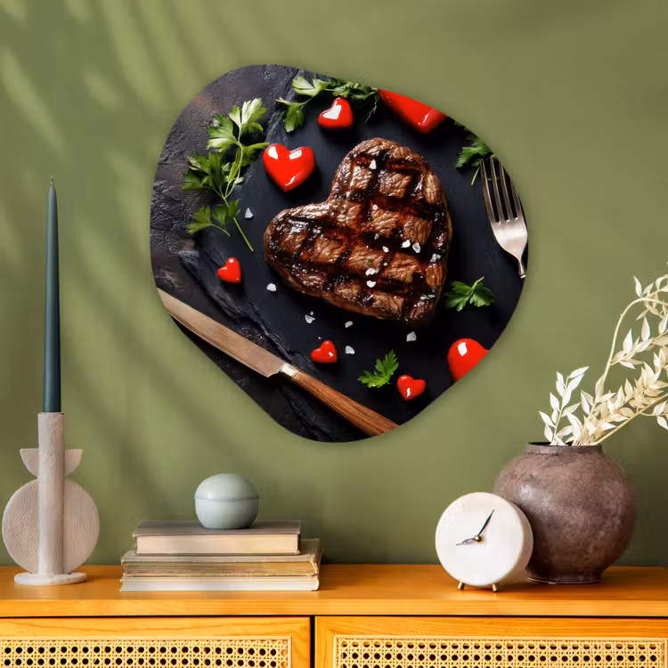 Organisch schilderij - Glas - Steak - Hart - Bestek — 2