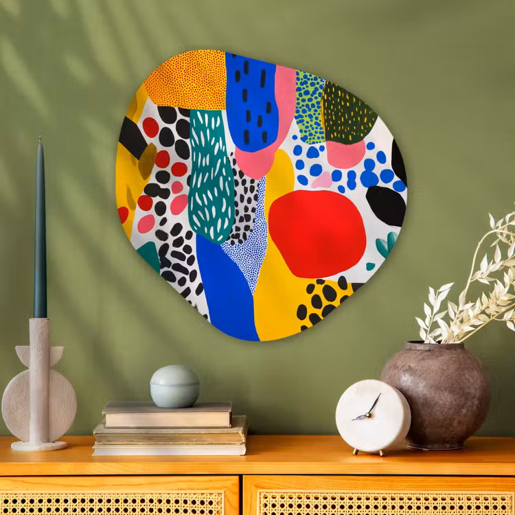 Organisch schilderij - Glas - Stippen - Vormen - Modern - Kleuren — 2